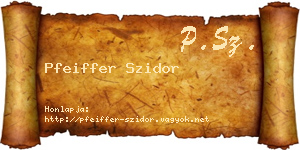 Pfeiffer Szidor névjegykártya